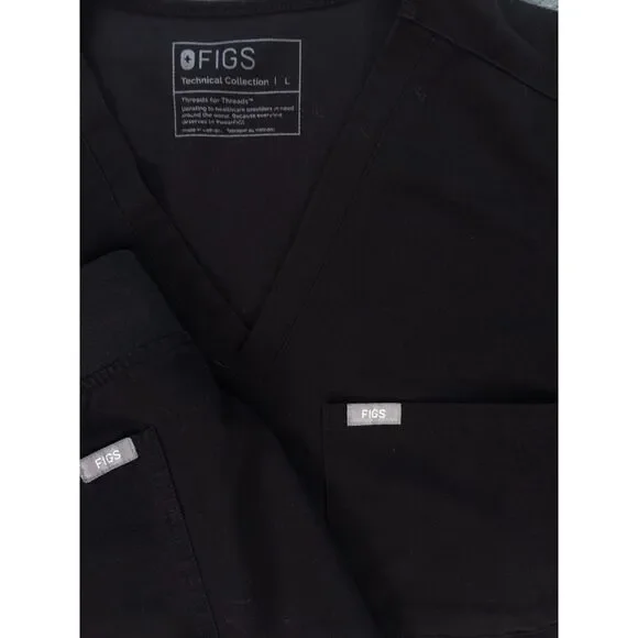 FIGS Black Scrubs Set Zamora Jogger Pants L Petite + Catarina Top L - Picture 7 of 15